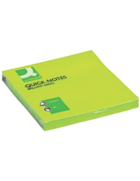 Foglietti riposizionabili Q-Connect 70 g/m² verde neon 76x76 mm 6 blocchetti da 80 ff - KF10515
