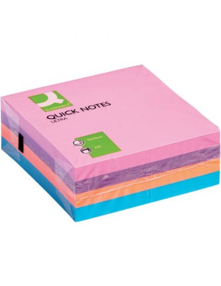 Foglietti riposizionabili Q-Connect assortiti ultra 76x76 mm blocchetto da 320 ff - KF02514
