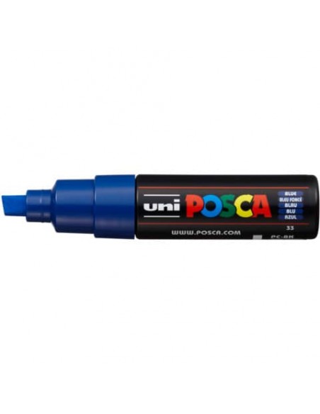 Marcatore a tempera POSCA Uni-Ball punta a scalpello 8 mm blu M PC8K B