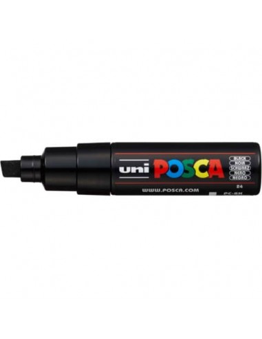 Marcatore a tempera POSCA Uni-Ball punta a scalpello 8 mm nero M PC8K N