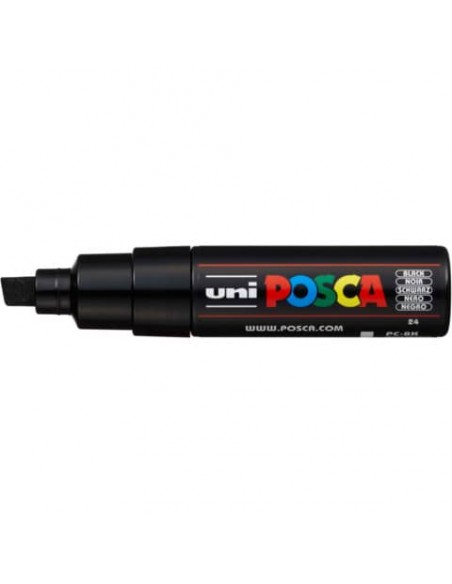 Marcatore a tempera POSCA Uni-Ball punta a scalpello 8 mm nero M PC8K N