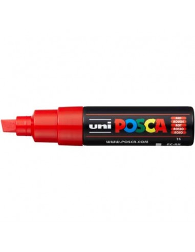 Marcatore a tempera POSCA Uni-Ball punta a scalpello 8 mm rosso M PC8K R