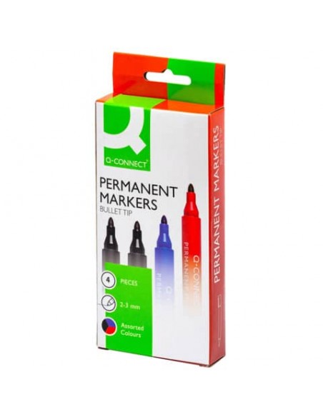 Marcatore permanente Q-Connect punta tonda 2-3 mm assortiti conf. da 4 - KF26088