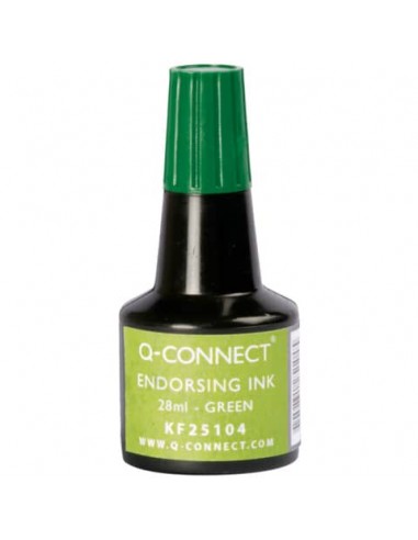 Inchiostro per timbri Q-Connect senza olio 28 ml verde KF25104