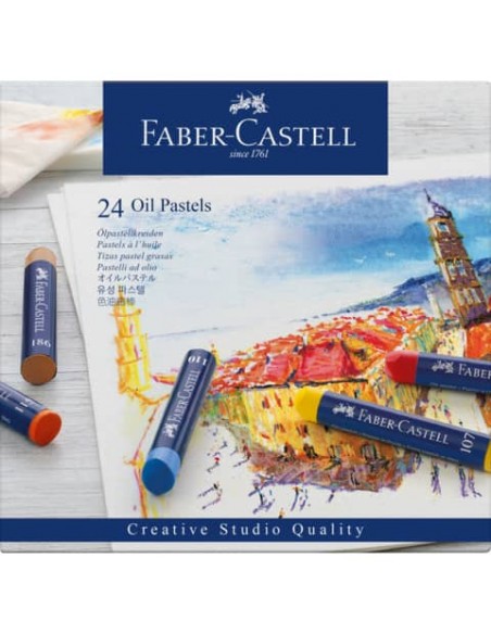 Pastelli a olio Faber-Castell Oil Pastels Creative Studio assortiti astuccio di cartone da 24 - 127024