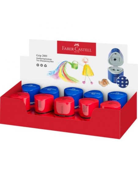 Temperamatite 3 fori Faber-Castell Grip 2001 rosso/blu assortiti 183801