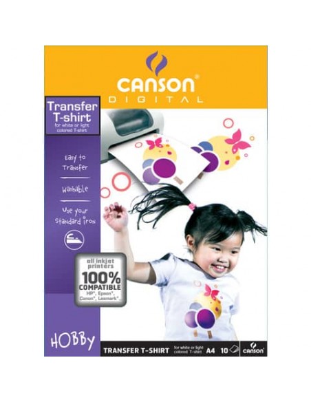 Carta patinata CANSON T-Shirt transfer A4 finitura opaca 140 g/m² bianco conf.10 - C204567480
