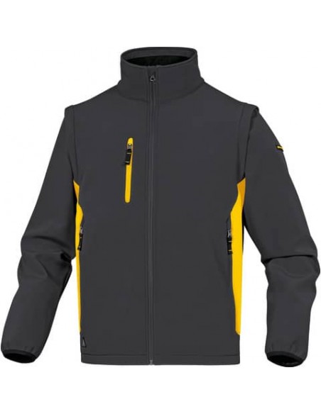 Giacca da lavoro DELTA PLUS MySen 2 con zip - 5 tasche - maniche staccabili grigio-giallo - XXL - MYSE2GJXX