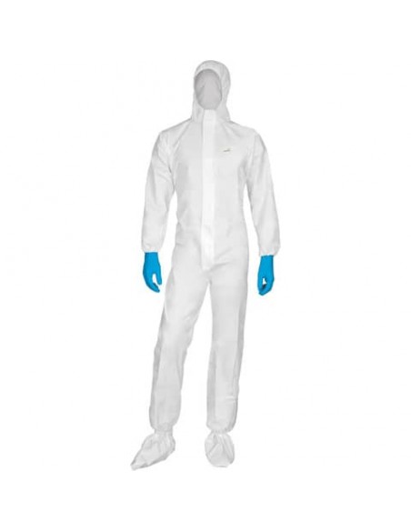 Tute da lavoro DELTA PLUS con cappuccio elasticizzata monouso - chiusura con zip PPL bianco - M - DT115TM