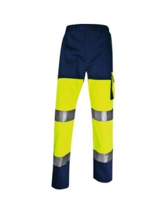 Pantaloni da lavoro Delta Plus ad alta visibilità - classe 2 - 5 tasche - argento giallo fluo-blu - L - PHPA2JMGT
