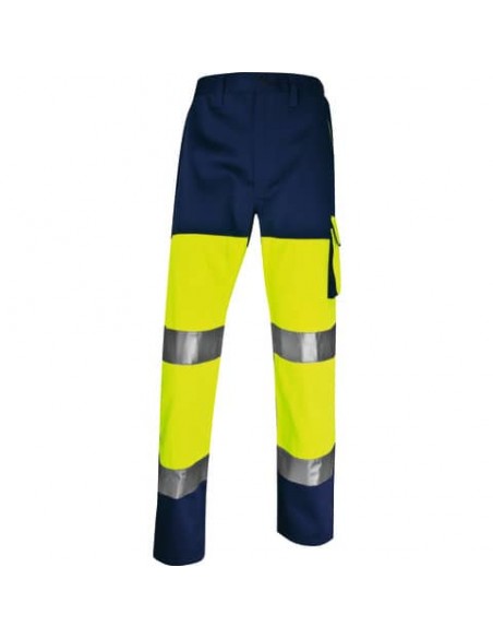 Pantaloni da lavoro Delta Plus ad alta visibilità - classe 2 - 5 tasche - argento giallo fluo-blu - L - PHPA2JMGT