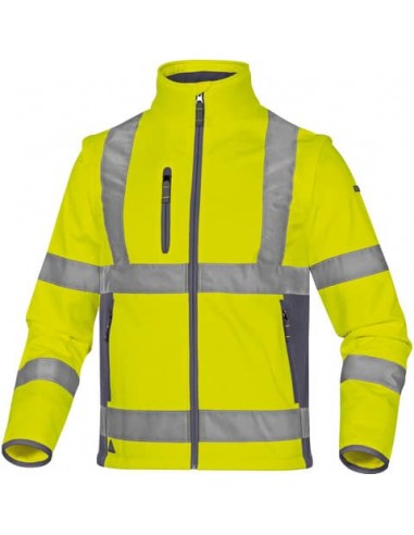 Giacca Delta Plus Moonlight2 -classe 3- 5 tasche - tessuto softshell - argento giallo fluo-blu - L - MOON2JGGT