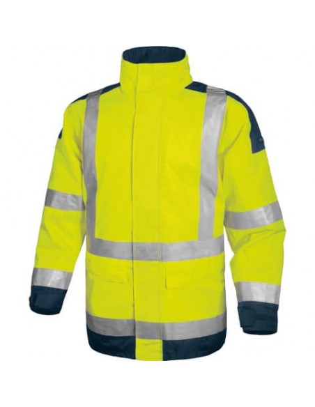 Giacca da lavoro Delta Plus Parka Easy View c/zip imperm. - Cl.3 - 4 tasche - argento giallo fluo-blu - M - EASYVJMTM
