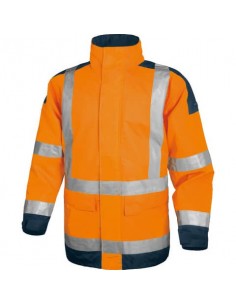 Giacca da lavoro Delta Plus Parka Easy View c/zip imperm. - Cl.3 - 4 tasche - argento arancio fluo-blu - L - EASYVOMGT