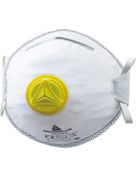 Mascherine di protezione Delta Plus FFP2 fibra sintetica non tessuto con valvola stringinaso regol. bianco 10 pz- M1200VC