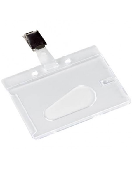 Portabadge Q-Connect 85x54 mm con clip - rigido - conf. da 10 - KF14148