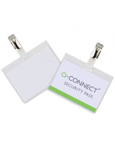 Portabadge Q-Connect plastica 90x60 mm con clip - Security badge chiuso Confezione da 25 pezzi - KF01562