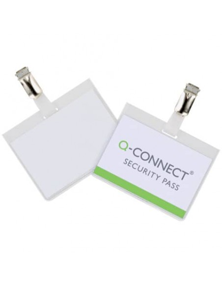 Portabadge Q-Connect plastica 90x60 mm con clip - Security badge chiuso Confezione da 25 pezzi - KF01562
