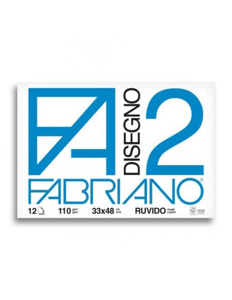 Album da disegno Fabriano F2 collato 1 lato 110 g/m² 33x48 cm 12 ff. ruvidi 06000534