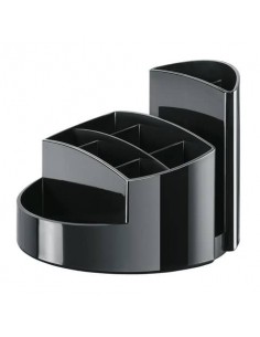 Portapenne RONDO HAN in polistirolo con 9 scomparti nero 14x14x10