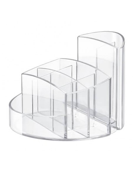 Portapenne RONDO HAN in polistirolo con 9 scomparti cristallo chiaro 14x14x10