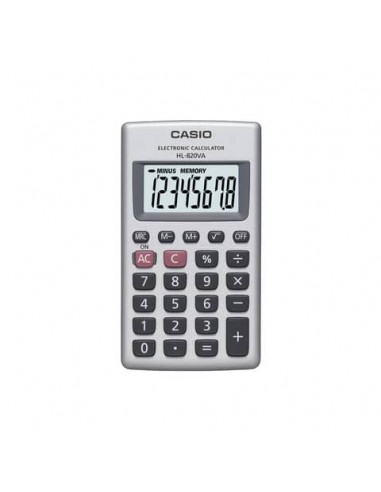 Calcolatrice tascabile CASIO 8 cifre a batteria - struttura in metallo Argento - HL-820VA-W-EP