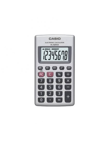 Calcolatrice tascabile CASIO 8 cifre a batteria - struttura in metallo Argento - HL-820VA-W-EP