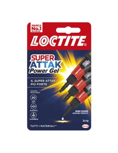 Colla Loctite Super Attak Power gel Mini trasparente Blister da 3 tubetti da 1 gr - 2631567