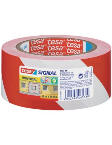 Nastro segnaletico tesa Signal Universale OPP adesivo acrilico 50mm x 66m rosso-bianco - 58134-00000-00