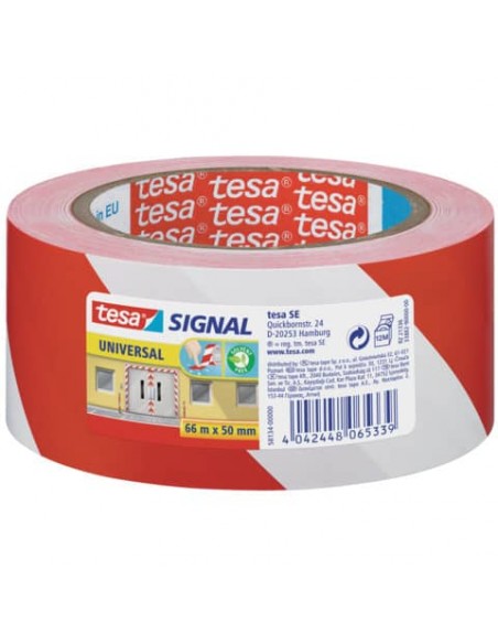 Nastro segnaletico tesa Signal Universale OPP adesivo acrilico 50mm x 66m rosso-bianco - 58134-00000-00