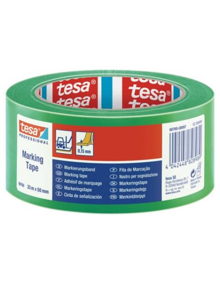 Nastro per segnalazioni in PVC tesa tesaflex® 60760 rivestito gomma resina 50mmX33m verde - 60760-00097-15