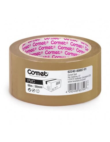 Nastri adesivi per la spedizione Comet in PVC con adesivo in gomma naturale 50 mm x 66 m avana - 62240-00007-01