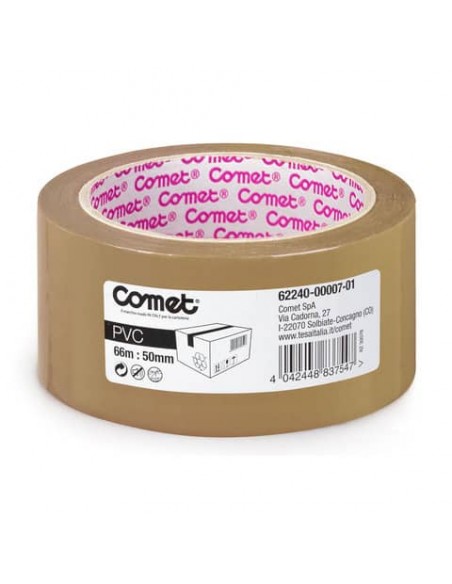 Nastri adesivi per la spedizione Comet in PVC con adesivo in gomma naturale 50 mm x 66 m avana - 62240-00007-01