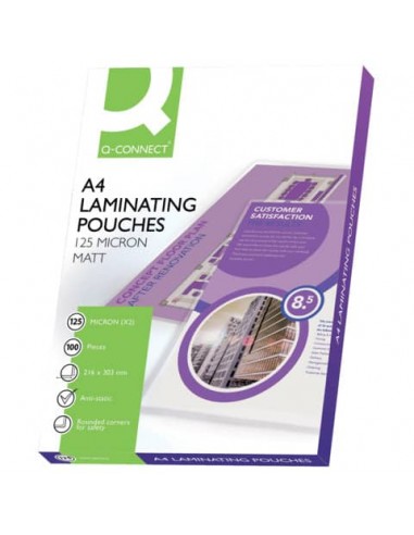 Pouches per plastificatrici Q-Connect 2x125 µm finitura opaca A4 Conf. 100 pezzi - KF24055