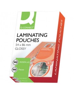 Pouches per plastificatrici Q-Connect 2x100 µm finitura lucida 54x86 mm Conf. 100 pezzi - KF01202