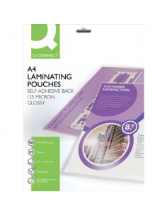 Pouches autoadesive per plastificatrici Q-Connect 2x125 µm finitura lucida A4 Conf. 25 pezzi - KF24056