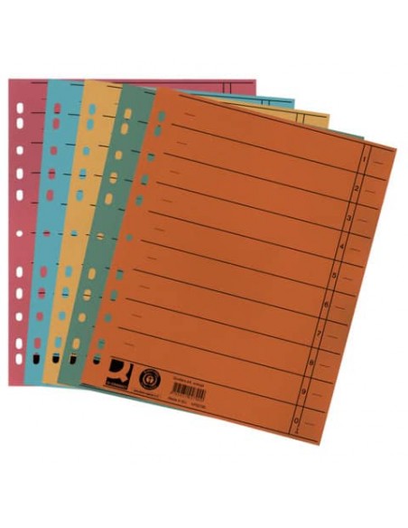 Separatore per archivio con perforazione universale Q-Connect 24x30 cm 230 g/m² assortiti  conf. da 100 - KF00642
