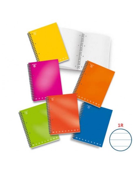 Blocco spiralato 100 fogli a 4 fori Pigna Monocromo A4 1R assortiti 02000031R