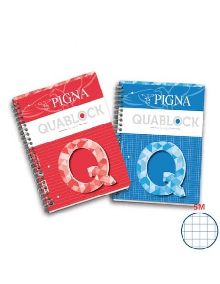 Blocco spiralato 120 fogli Pigna Quablock a 4 fori A4 5mm 02000015M