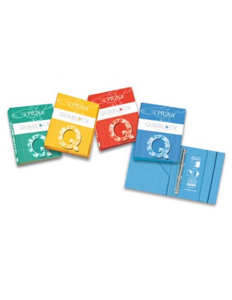 Cartella a 4 anelli con elastico Pigna Quablock a 4 fori A4 006230630