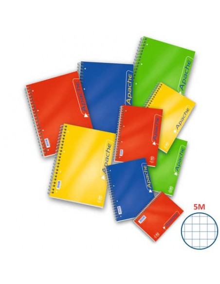 Blocco spiralato 140 fogli Pigna Apache a 4 fori A5 5mm 02138075M