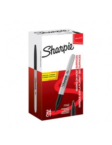 Marcatori permanente Sharpie Fine F punta conica 1 mm nero special pack 24 pezzi - 2077128