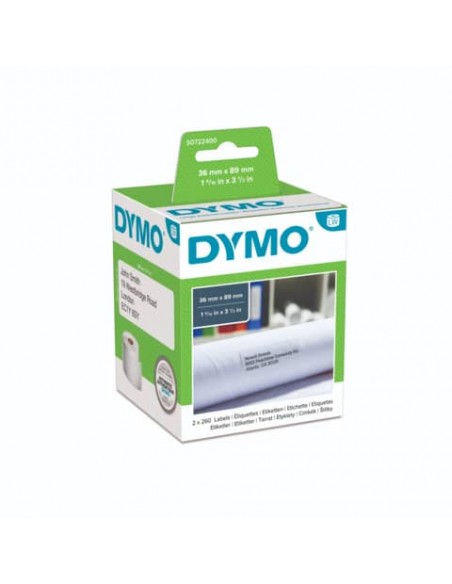 Rotoli da 260 etichette Dymo LabelWriter Indirizzi Estesi 89x36 mm bianco confezione da 2 rotoli - S0722400