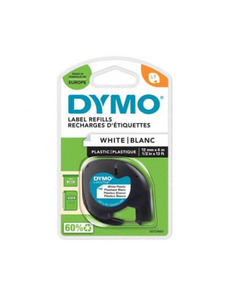 Nastro per etichettatrici Dymo LetraTag plastica 12 mm x 4 m nero/bianco S0721660