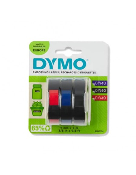 Nastri a rilievo per etichettatrici Dymo vinile 9 mm x 3 m assortiti blister da 3 - S0847750