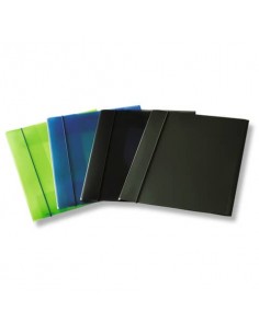 Cartellina a 3 lembi LEONARDI cordonatura multipla chiusura elastico A4 trasparente verde - U110TV