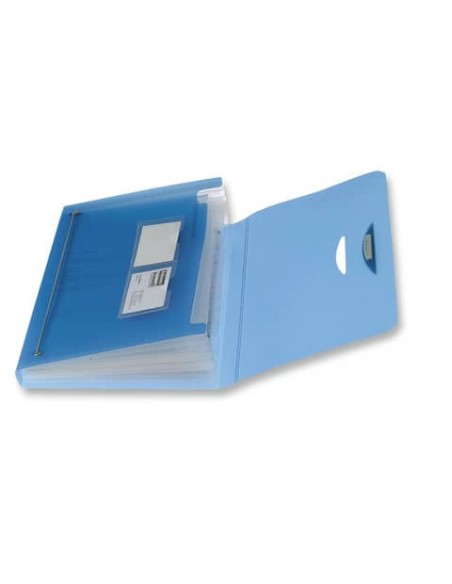 Cartella a soffietto LEONARDI 12 scomparti PPL traslucido azzurro trasparente 33x23cm - 40330
