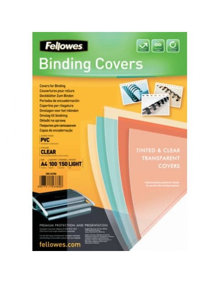 Copertine per rilegatrici FELLOWES Clear PVC A4 150my conf.100 pz - 5376001