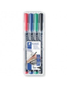Penne a punta sintetica Staedtler Lumocolor permanent pen 317 M assortiti astuccio da 4 pezzi - 317 WP4
