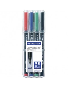 Penne a punta sintetica Staedtler Lumocolor permanent pen 318 F assortiti astuccio da 4 pezzi - 318 WP4
